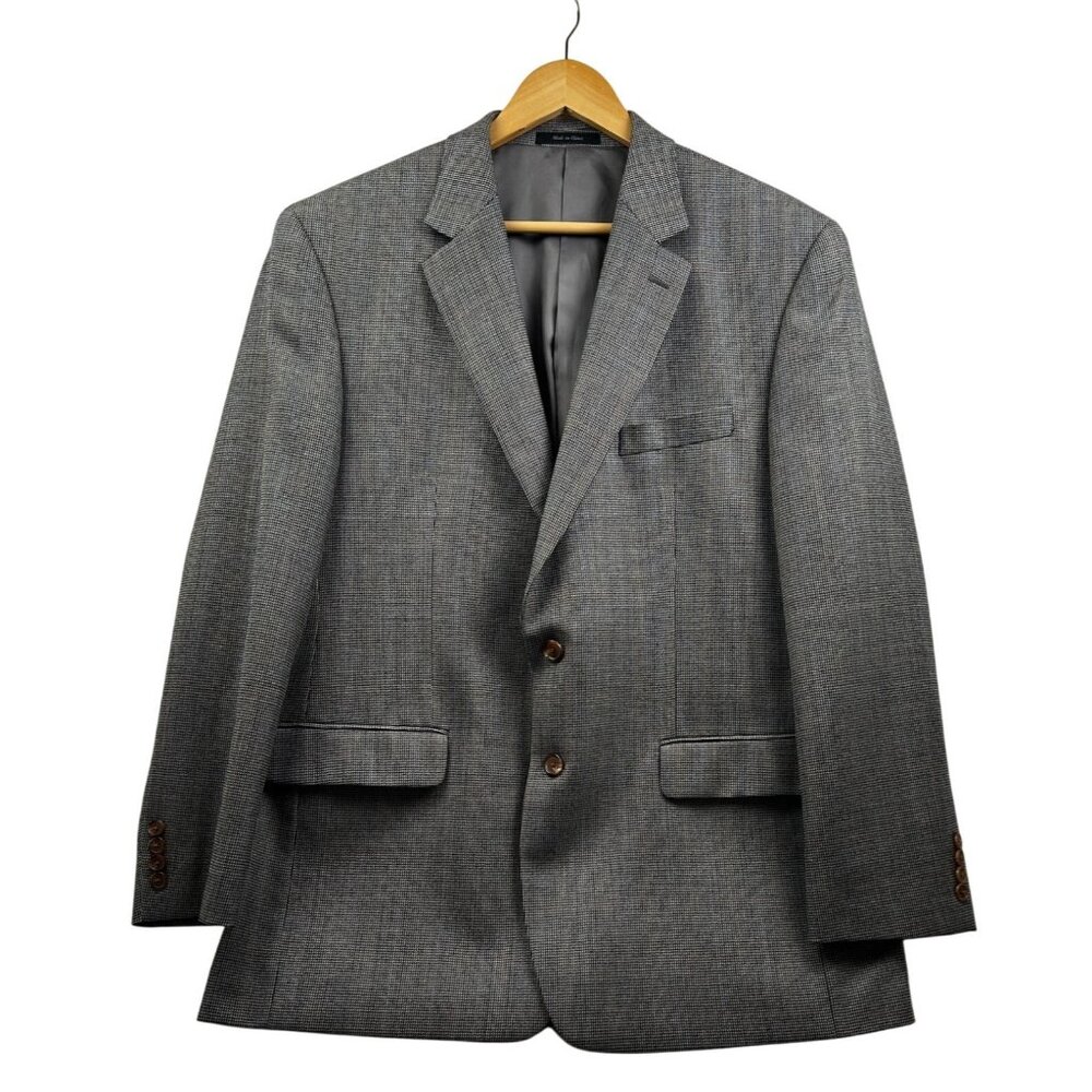 Lauren Ralph‎ Lauren Blazer Mens 44R Gray 100% Wool Houndstooth Pattern Classic